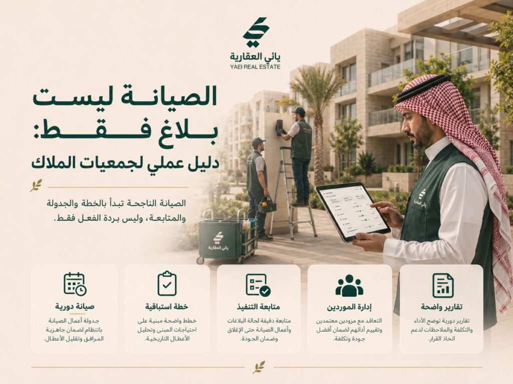 الصيانة ليست بلاغ فقط: دليل عملي لاتحاد ملاك