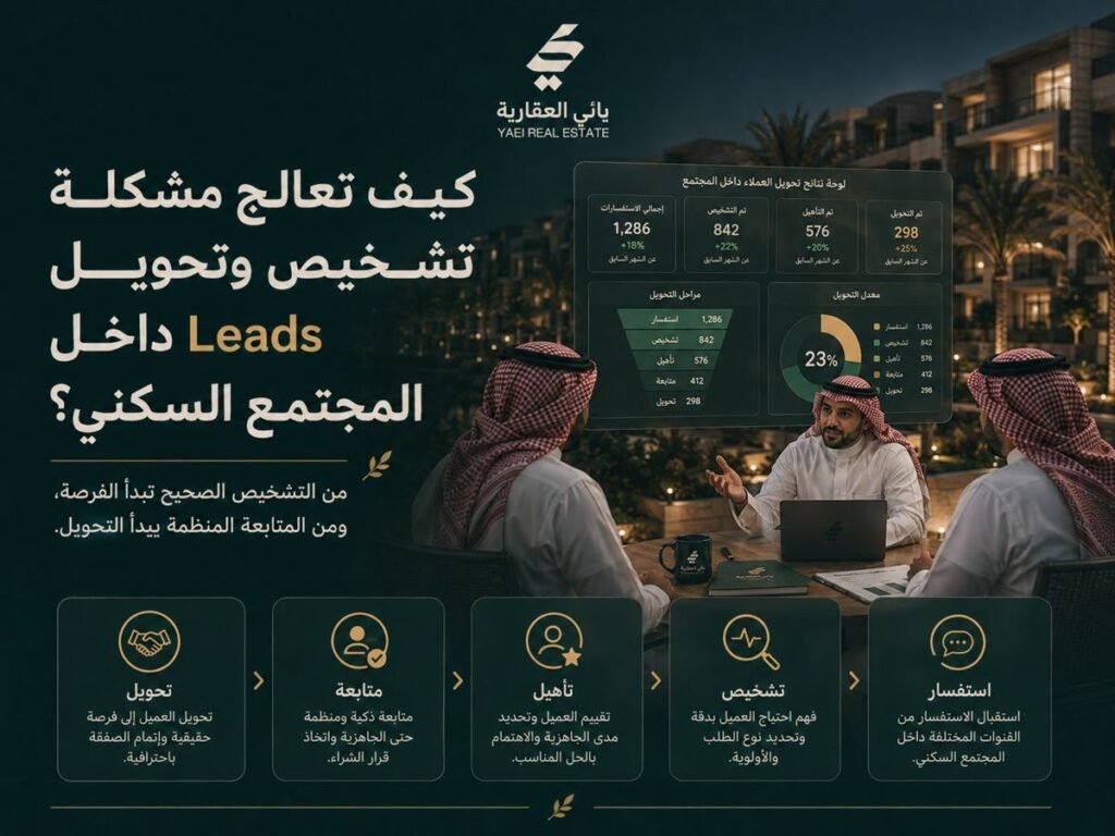 كيف تعالج مشكلة تشخيص وتحويل Leads داخل المجتمع السكني؟