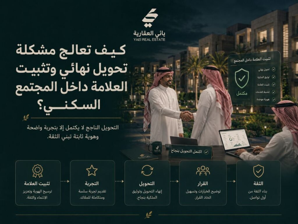 كيف تعالج مشكلة تحويل نهائي وتثبيت العلامة داخل المجتمع السكني؟